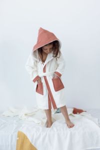 Pyjama à capuche pour enfants en flanelle thermique teinte et imprimée, 100% polyester, printemps - Product Image 1