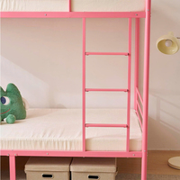 Lit superposé moderne en métal rose vibrant pour enfants, sûr et durable, gain de place pour appartement, chambre, villa