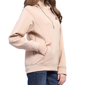 Sudadera CON CAPUCHA DE Color sólido de alta calidad para mujer, venta al por mayor, bolsillo de canguro liso, ajustado, informal, poliéster, algodón - Product Image 4