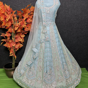 กระโปรงทำงานซาริผ้าเลื่อมปักที่มีสไตล์กระโปรงตาข่ายเหมาะสำหรับงานหมั้นสำหรับเจ้าสาวและงานปาร์ตี้ - Product Image 1