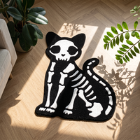 Tapis tufté personnalisé sur le thème de l'anime, noir et blanc, décor de sol effrayant pour Halloween, tapis doux antidérapant pour la décoration de la maison