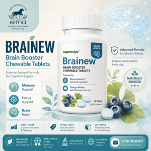 Comprimés à croquer Halal pour stimuler la concentration cérébrale, à base de feuille de sauge, de thé vert et d'extrait de fruits, soutien cognitif, fabrication en marque blanche OEM ODM - Product Image 1