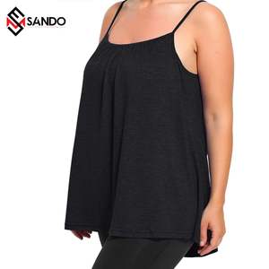 ผ้าฝ้ายผ้าร้อนขายผู้หญิงโลโก้ที่กำหนดเองด้านบนถังตาข่ายที่มีคุณภาพสูงผ้าฝ้ายนุ่มหายใจหลากสีติดตั้งผ้าฝ้ายพลัสขนาด - Product Image 4