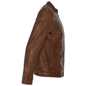 Veste de travail décontractée en cuir PU de haute qualité, col montant, fermeture éclair, hiver, brillante, ample, à revers, vente en gros - Product Image 5