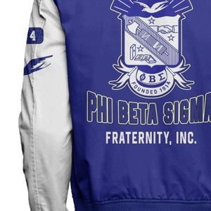 Chaqueta Universitaria Azul Satinada Phi Beta Sigma 1914, Fraternidad Griega Big Sigma, Ropa Exterior Personalizada para Universidad - Product Image 4
