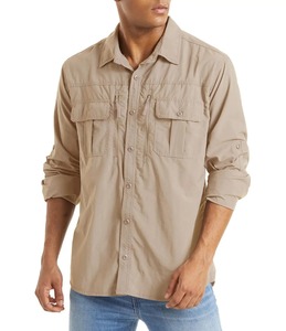 Chest Zipper Pockets Cargo <b>Shirt</b> Men's Quick Drying Skin Protective Long Sleeve Work <b>Shirt</b> Male Tops Outdoor - Product Image 2