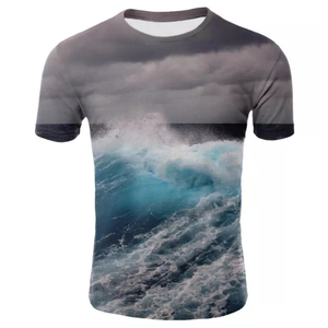 เสื้อยืดคอกลมแขนสั้นสำหรับผู้ชาย,แบบเต็มตัวพิมพ์ลายแฟชั่นแบบเรียบง่ายสำหรับผู้ชายเข้ารูป - Product Image 5