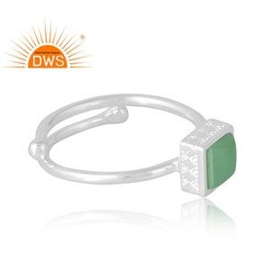 Vente chaude 925 Sterling Silver Natural Chrysoprase Gemstone Ring Bijoux personnalisés pour les femmes Cadeau pour elle - Product Image 4