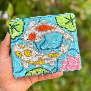 <b>Small</b> white beaded embroidery coin <b>purse</b> colorful rainbow arch design zipper pouch handmade mini makeup bag <b>women</b> travel wallet - Product Image 4