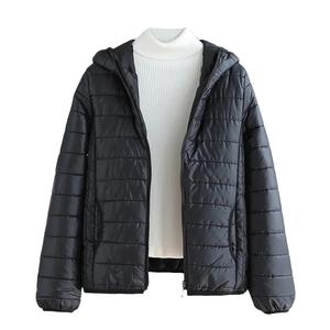 Winter <b>Cropped</b> Puffer <b>Jacket</b> For Women Custom Shiny <b>Ladies</b> Streetwear Lightweight Hooded Casual Down Puffer Coats - Product Image 5