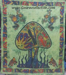 Tapisserie à imprimé champignons POTLY, impression numérique, décoration murale, sur mesure, vente en gros, drap de lit en coton GC-TPDB-133. - Product Image 3