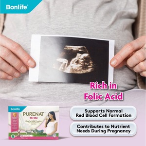 Bonlife Purenat Maman Lait de Chèvre en Poudre 32g x 15 Sachets Probiotique DHA Supplément Nutritionnel Enrichi pour Femmes Enceintes Maman