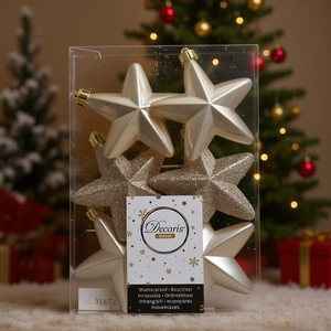 Amicasa Stars (6pcs) <b>Plastic</b> Pearl 9027866 Christmas Ball & <b>Tree</b> Ornaments - Product Image 3