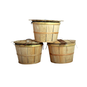 Cestas de cangrejo de madera natural con tapa y asas en forma de círculo para la cosecha-Hecho en la fábrica de Vietnam - Product Image 1