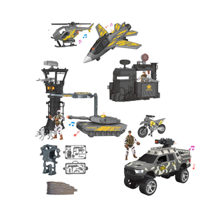 Base militaire combattant avion armée hommes figurines cadeau pour enfants tour de guet moto voiture hélicoptère réservoir jouets enfants jeu - Product Image 3