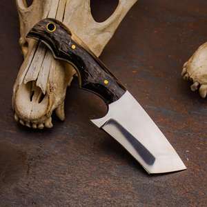 Couteau de chasse à dépecer de haute qualité, industriel, neuf, fait à la main, en acier à haute teneur en carbone, manche en bois de cerf, avec étui en cuir, couteau de cowboy OEM - Product Image 5