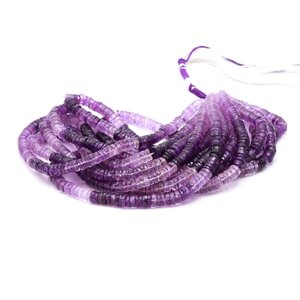 Amethyst Shaded Faceted Disc <b>Heishi</b> Tyre Spacer <b>Beads</b> Natural Gemstone Strand for Necklace Bracelet Jewelry Making Custom Design - Product Image 2