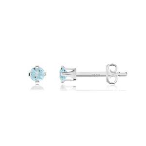 Best 925 Sterling Silver Fine Jewelry Stone Aquamarine Cut Round <b>Butterfly</b> Lock Stud Earring Prong Setting Pack of 5 Pairs - Product Image 3