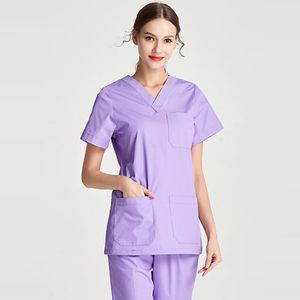 Ensemble de gommage à manches courtes pour femmes sur mesure, coupe ample, uniformes médicaux d'allaitement à manches courtes, vente en gros pour les hôpitaux - Product Image 5