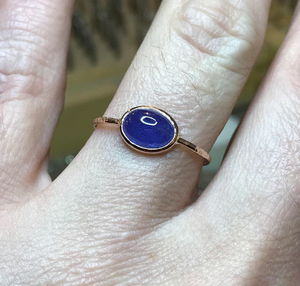 Anillo inteligente chapado en oro y plata de ley hecho a mano, Gema de Calcedonia azul, conjunto de bisel de 8X10mm, forma ovalada para regalo de feliz cumpleaños - Product Image 2