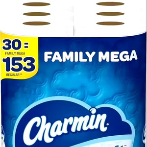 Charmin-Papier toilette ultra doux au toucher, 30 rouleaux de famille Mega = 153 rouleaux réguliers - Product Image 2