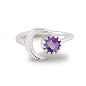 Estilo bohemio Plata de Ley 925 viento Luna sol amatista ajustable joyería de piedras preciosas reales diamante anillo de compromiso hecho a mano - Product Image 1