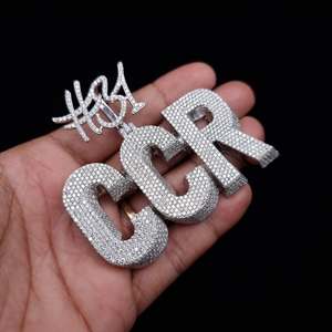 Pendentif en argent 925 de luxe avec logo personnalisé, moissanite, 3 pouces, grande taille, rond, médaille avec sertissage à griffes, clarté VVS, style hip-hop - Product Image 5