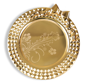 Plateaux de service ronds dorés spéciaux pour le Ramadan Plateaux de nourriture en métal de conception de luxe pour la maison Hôtel Mariage Restaurant Décoratif - Product Image 1