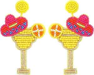 Pendientes de Margarita multicolores a la moda para mujer, declaración hecha a mano con cuentas, copa de vino de champán, cuentas de semillas bohemias a la moda - Product Image 1