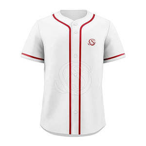 Camisetas de Béisbol Blancas Personalizables al por Mayor, Ropa Deportiva 100% Poliéster de Secado Rápido y Transpirable, Mangas Cortas, Logotipo Personalizado para Hombre - Product Image 1