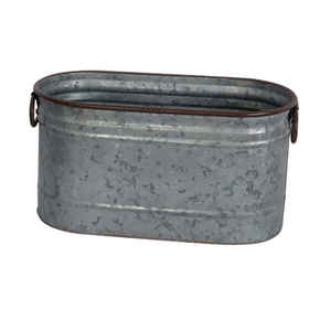 Pots à plantes en métal galvanisé rustique vintage, seaux à fleurs en zinc embossé avec bordure en cuivre, contenants de jardin décoratifs de style fermier - Product Image 2