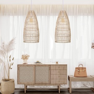 ชุด 3 โคมไฟจี้หวายสําหรับห้องครัวเกาะโคมไฟทําด้วยมือบ้านไร่แขวนสําหรับห้องนั่งเล่นห้องรับประทานอาหารร้านกาแฟ - Product Image 6