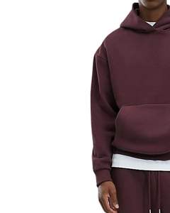 ชุดเซ็ตเสื้อฮู้ดและกางเกงวอร์มผ้าฟลีซสีม่วงแดงเข้มสำหรับผู้ชาย สไตล์ลำลองสำหรับฤดูหนาว เสื้อฮู้ดแบบสวมหัว กางเกงขายาว สตรีทแวร์สำหรับผู้ชาย - Product Image 3