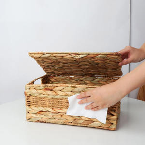 Venta al por mayor caja de regalo de jacinto de agua tejida a mano plegable contenedor hecho a mano natural ecológico en Vietnam - Product Image 5