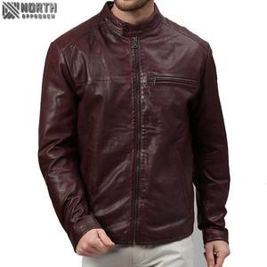 Blouson d'aviateur en cuir véritable unisexe personnalisé avec logo camouflage sur le devant Fermeture à glissière Style moto - Product Image 1