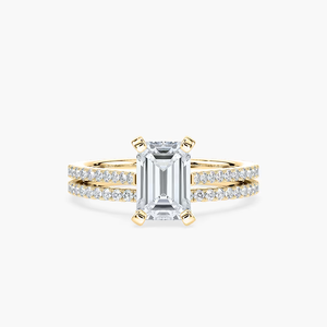 Ensemble de bague de mariage en diamant de laboratoire taille émeraude 2,50 CTW |   Bandes de pavés |   Ensemble de mariage en or massif 14 carats - Product Image 1