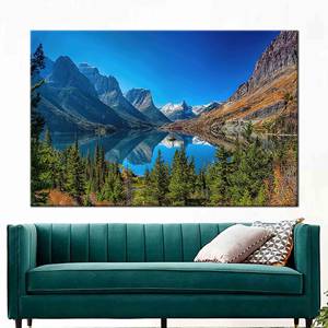 Superbe œuvre d'art sur toile imprimée représentant le lac Saint-Mary et l'île des oies sauvages, 1P-Gallery Wrapped - Product Image 1