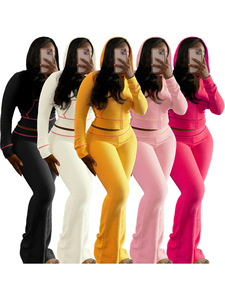 ชุดลำลองผู้หญิง Conyson Custom logo ผ้าวาฟเฟิลถัก ชุดวอร์ม 2 ชิ้น เสื้อฮู้ดดี้ ชุดออกกำลังกาย ชุดลำลองผู้หญิง - Product Image 2