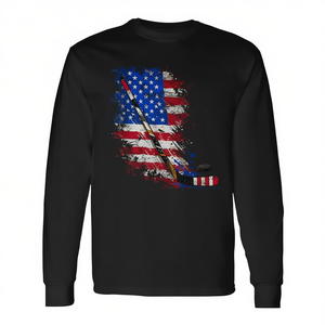 T-shirt a maniche lunghe con bandiera americana, design promozionale per il 4 luglio - Product Image 2