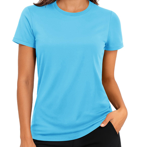 Ropa deportiva de gimnasio de entrenamiento de color personalizado y transpirable al tacto ultrasuave, la mejor camiseta de tela de poliéster para mujer - Product Image 5
