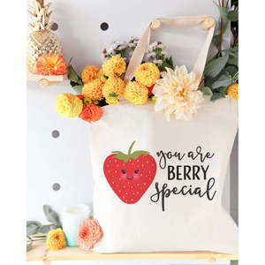You Are Berry Special Cotton Canvas Tote Bag with Open Closure Type - Product Image 3
