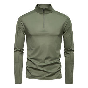 Chất Lượng Cao 180gsm 85% Polyester 15% Spandex Quý Zip Activewear Top Chạy Đào Tạo Áo Thun Thể Thao Tập Thể Dục Phòng Tập Thể Dục Áo Sơ Mi - Product Image 2