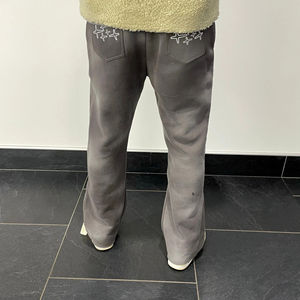 Pantalones de pierna ancha acampanados lavados con ácido de alta calidad personalizados, pantalones de chándal informales de deporte medio para hombre, Jogger Vintage de lana de algodón que se desvanece al sol - Product Image 1