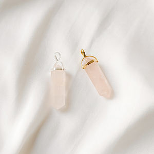 Vermeil Bezel Set Pendant Pendant <b>Charms</b> Gold Quartz Pencil Shape 925 Sterling Silver Natural Rose 30x8mm Anniversary 01 5 Pcs - Product Image 1