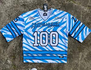 Camiseta sublimada cuadrada con cuello en V personalizada de algodón 100%, Camiseta de gran tamaño de malla de fútbol de estilo Retro Vintage con estampado de patrón sólido - Product Image 6