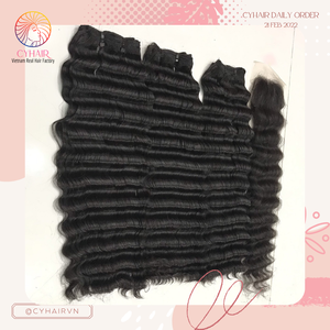 Offre Spéciale 100% extensions de cheveux humains vietnamiens bruts lâche vague profonde Style couleur naturelle dentelle fermeture paquet prix abordable - Product Image 5