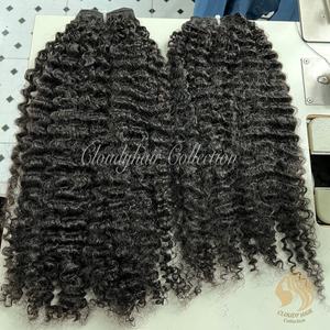 Paquetes de cabello rizado birmano de alta calidad de doble dibujado Color negro Natural Pelo Rizado birmano crudo 100% humano vietnamita Hai - Product Image 5