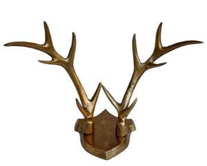 Statue de tête de cerf à longue corne en aluminium de haute qualité avec Sculpture de tête de cerf finie Antique en laiton pour la décoration murale et la décoration de la maison - Product Image 3