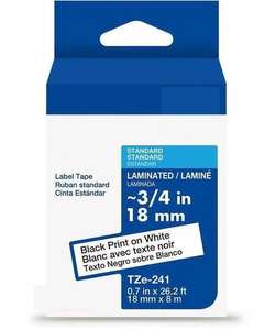 Ruban adhésif laminé P-touch T/Z/ee ORIGINAL NEUF - Diamètre du ruban - Blanc - Laminé - Facile à lire, résistant à la température - Product Image 1