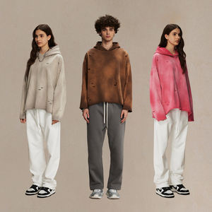 Ropa de calle Sudadera con capucha Fabricante personalizado 450 gramos Mezcla de algodón Mono lavado Sudaderas con capucha para hombres y mujeres - Product Image 4